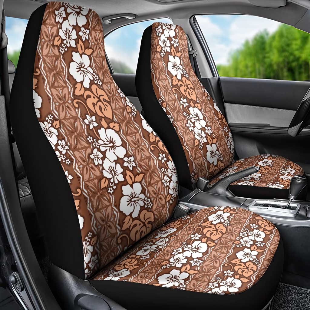 Hawaii Vintage Brown Hibiscus Tapa Pattern Car Seat Cover LT05 - Polynesian Pride