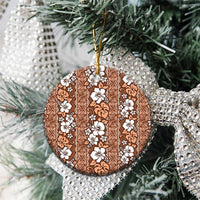 Hawaii Vintage Brown Hibiscus Tapa Pattern Ceramic Ornament LT05 - Polynesian Pride