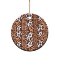 Hawaii Vintage Brown Hibiscus Tapa Pattern Ceramic Ornament LT05 - Polynesian Pride
