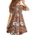 Hawaii Vintage Brown Hibiscus Tapa Pattern Family Matching Long Sleeve Bodycon Dress and Hawaiian Shirt