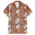 Hawaii Vintage Brown Hibiscus Tapa Pattern Family Matching Long Sleeve Bodycon Dress and Hawaiian Shirt