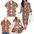 Hawaii Vintage Brown Hibiscus Tapa Pattern Family Matching Off The Shoulder Long Sleeve Dress and Hawaiian Shirt