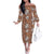 Hawaii Vintage Brown Hibiscus Tapa Pattern Family Matching Off The Shoulder Long Sleeve Dress and Hawaiian Shirt