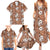 Hawaii Vintage Brown Hibiscus Tapa Pattern Family Matching Summer Maxi Dress and Hawaiian Shirt