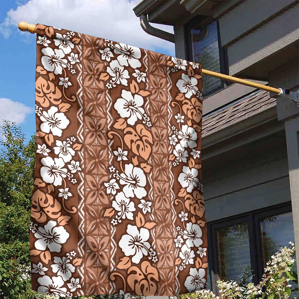 Hawaii Vintage Brown Hibiscus Tapa Pattern Garden Flag LT05 - Polynesian Pride