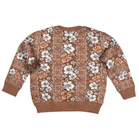 Hawaii Vintage Brown Hibiscus Tapa Pattern Kid Ugly Christmas Sweater LT05 - Polynesian Pride