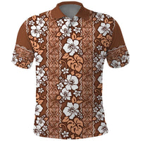 Hawaii Vintage Brown Hibiscus Tapa Pattern Polo Shirt LT05 Brown - Polynesian Pride