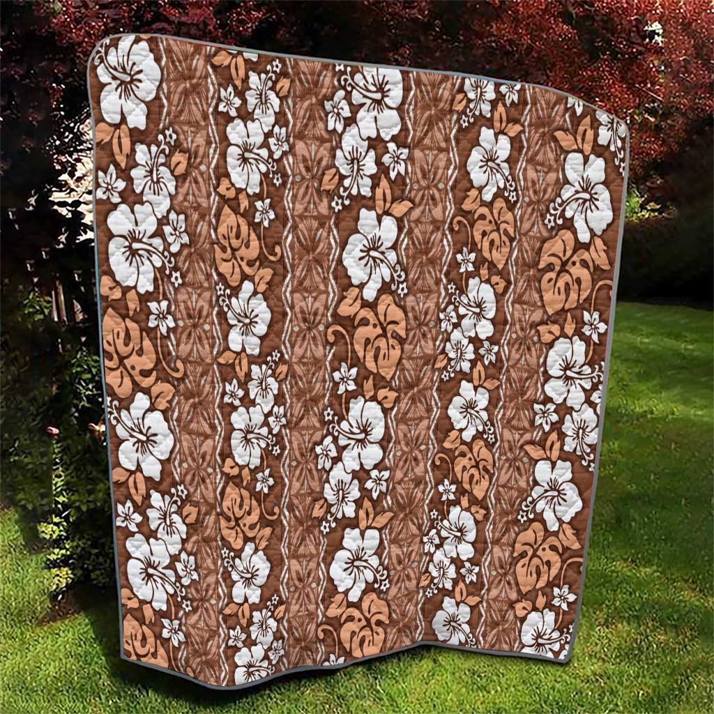 Hawaii Vintage Brown Hibiscus Tapa Pattern Quilt LT05 - Polynesian Pride