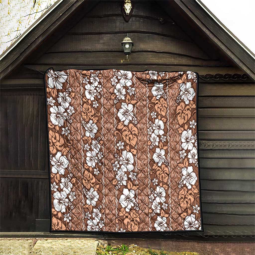 Hawaii Vintage Brown Hibiscus Tapa Pattern Quilt LT05 - Polynesian Pride