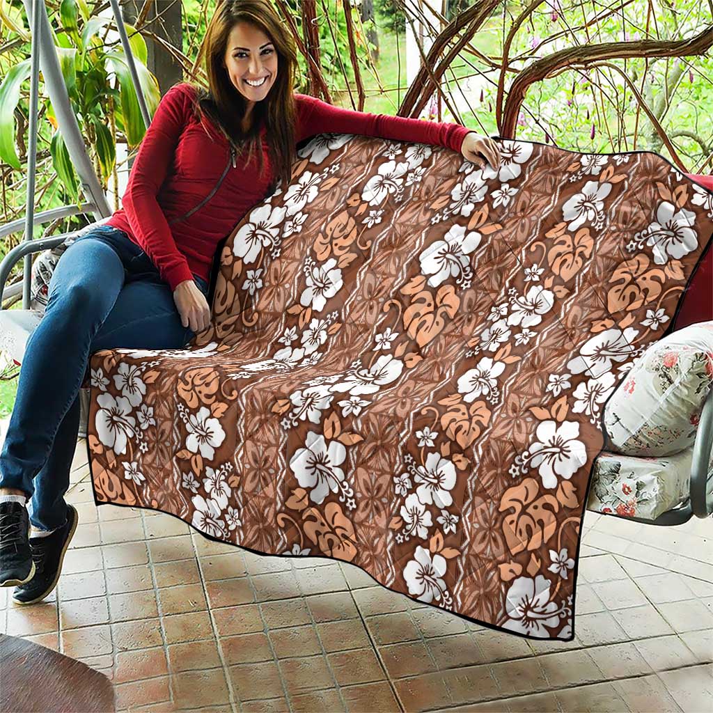 Hawaii Vintage Brown Hibiscus Tapa Pattern Quilt LT05 - Polynesian Pride
