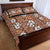 Hawaii Vintage Brown Hibiscus Tapa Pattern Quilt Bed Set