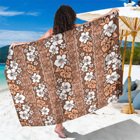 Hawaii Vintage Brown Hibiscus Tapa Pattern Sarong LT05 One Size 44 x 66 inches Brown - Polynesian Pride