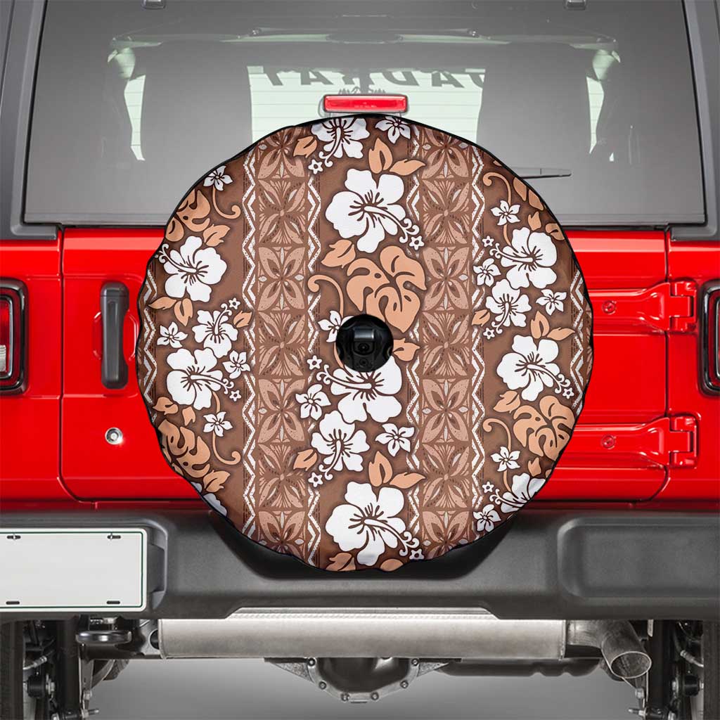 Hawaii Vintage Brown Hibiscus Tapa Pattern Spare Tire Cover LT05 - Polynesian Pride