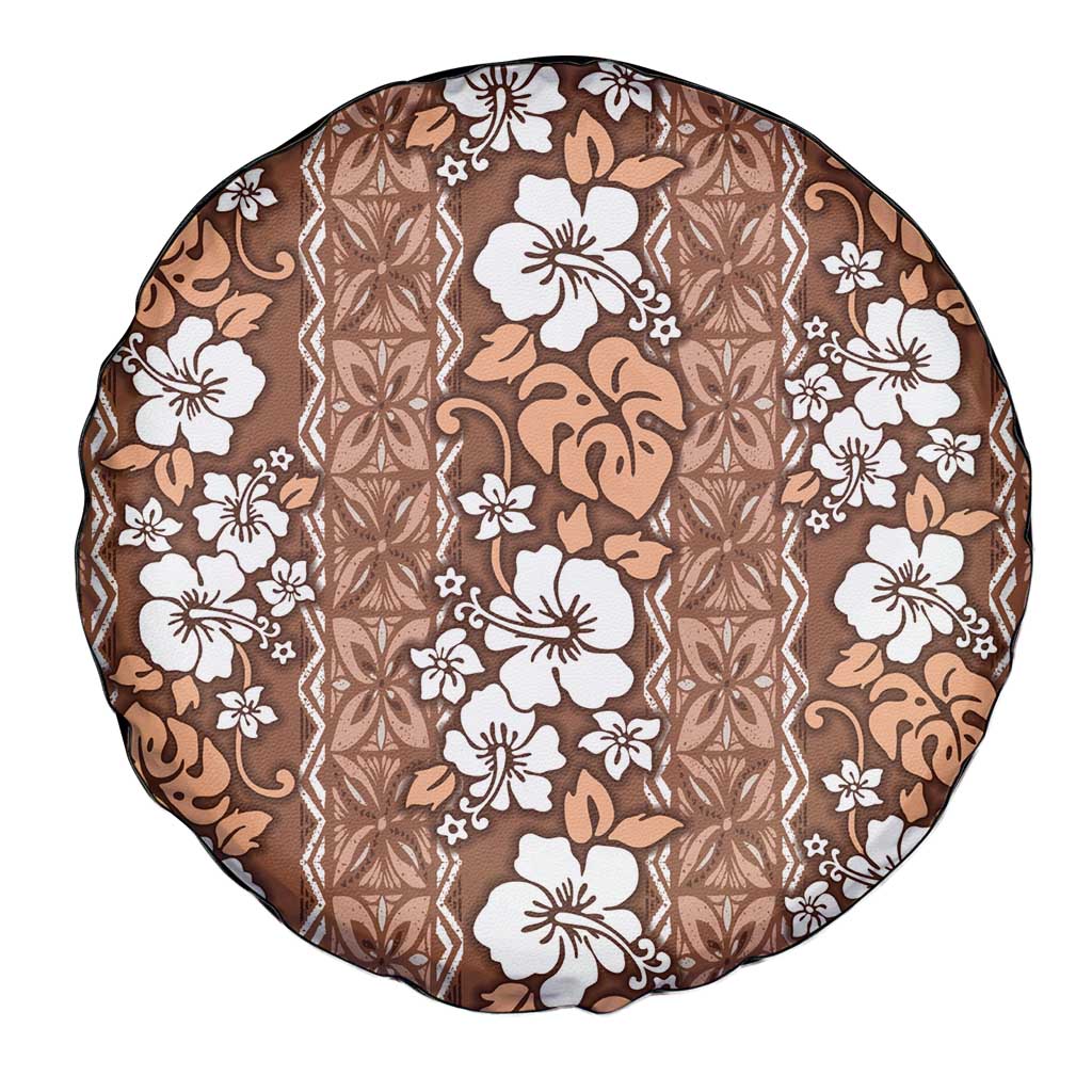 Hawaii Vintage Brown Hibiscus Tapa Pattern Spare Tire Cover LT05 - Polynesian Pride