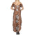 Hawaii Vintage Brown Hibiscus Tapa Pattern Summer Maxi Dress