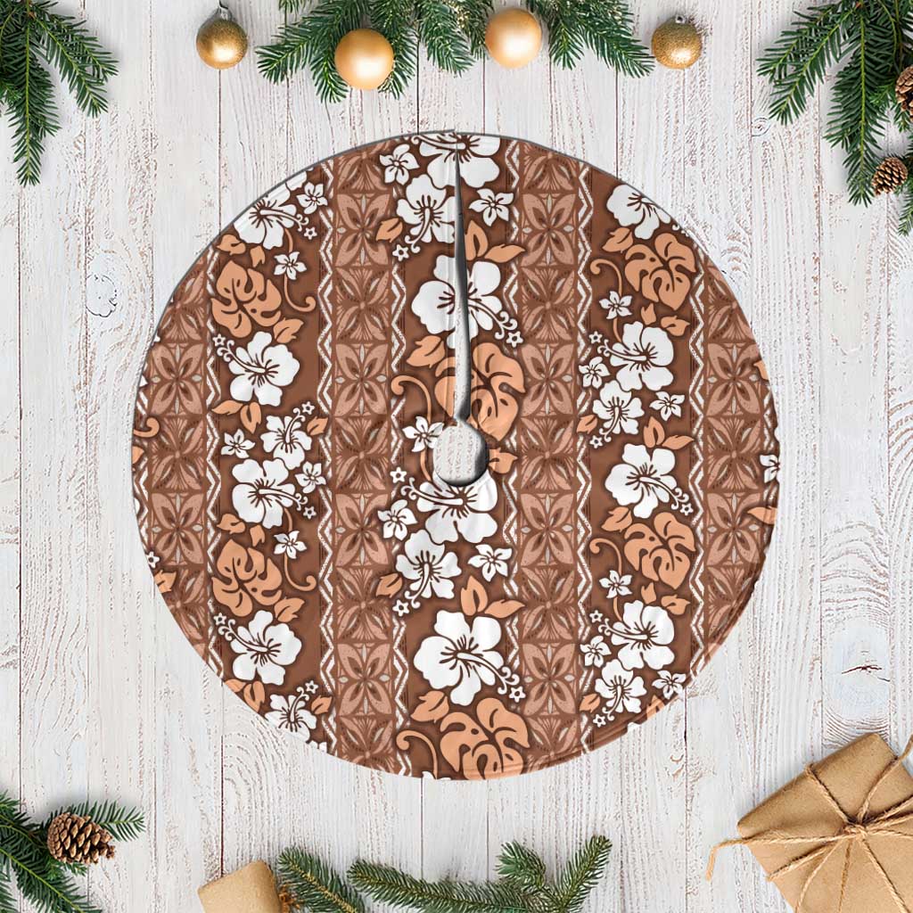 Hawaii Vintage Brown Hibiscus Tapa Pattern Tree Skirt LT05 Casual Brown - Polynesian Pride