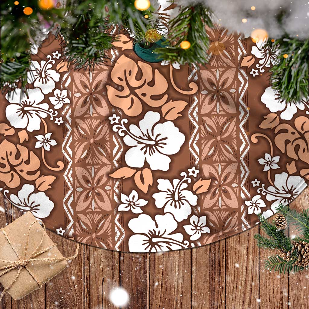 Hawaii Vintage Brown Hibiscus Tapa Pattern Tree Skirt LT05 - Polynesian Pride