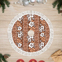 Hawaii Vintage Brown Hibiscus Tapa Pattern Tree Skirt LT05 Fringed Brown - Polynesian Pride