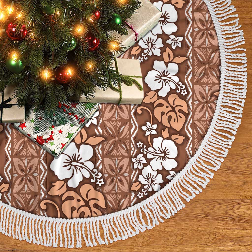 Hawaii Vintage Brown Hibiscus Tapa Pattern Tree Skirt LT05 - Polynesian Pride