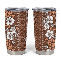 Hawaii Vintage Brown Hibiscus Tapa Pattern Tumbler Cup LT05 Brown - Polynesian Pride
