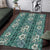 Hawaii Vintage Green Hibiscus Tapa Pattern Area Rug