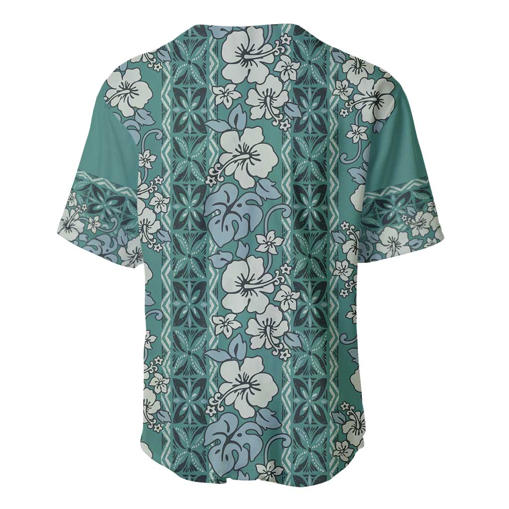 Hawaii Vintage Green Hibiscus Tapa Pattern Baseball Jersey LT05 - Polynesian Pride