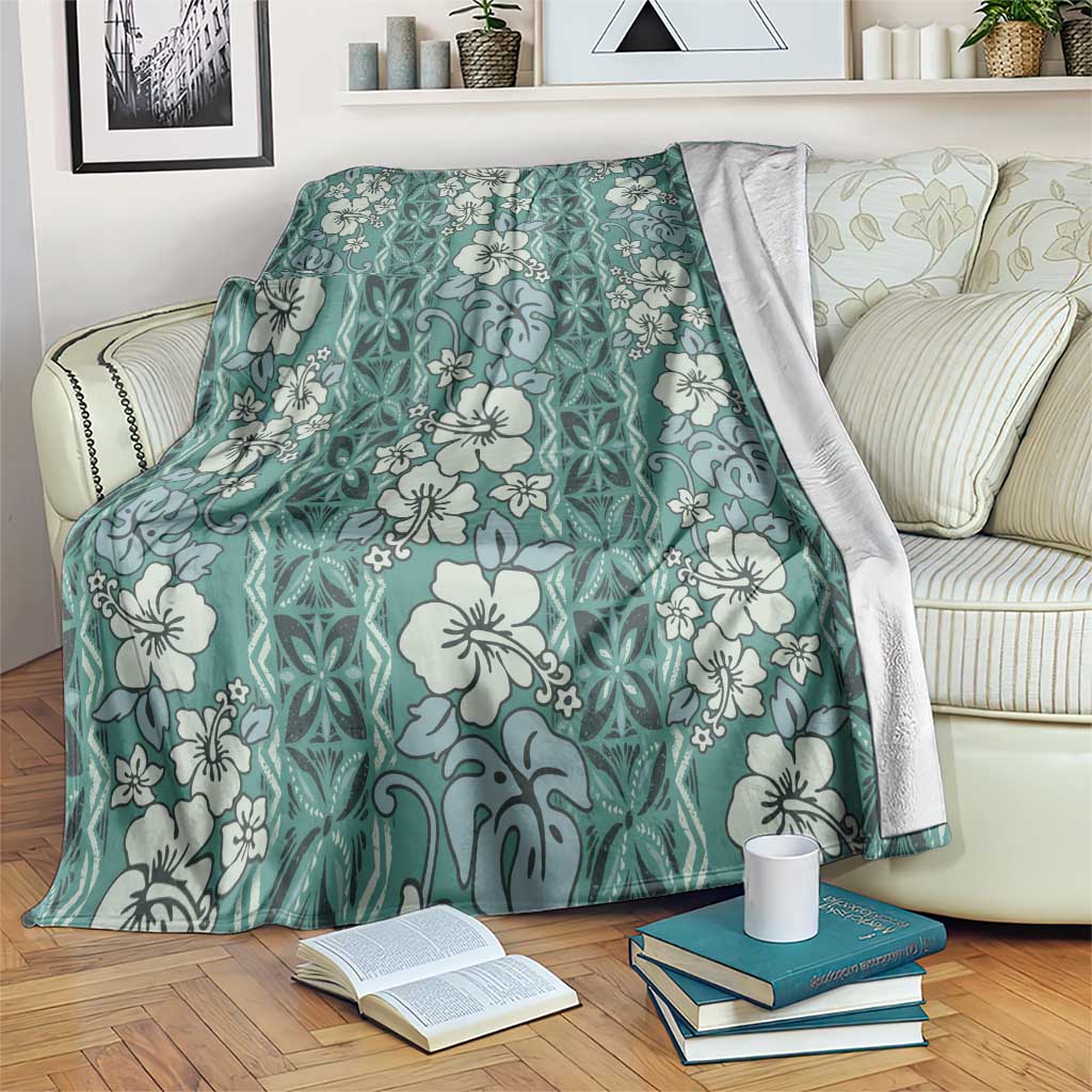 Hawaii Vintage Green Hibiscus Tapa Pattern Blanket LT05 Green - Polynesian Pride