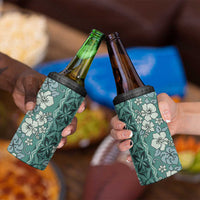 Hawaii Vintage Green Hibiscus Tapa Pattern 4 in 1 Can Cooler Tumbler LT05 - Polynesian Pride