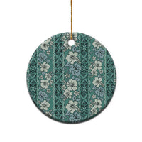 Hawaii Vintage Green Hibiscus Tapa Pattern Ceramic Ornament LT05 - Polynesian Pride