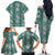 Hawaii Vintage Green Hibiscus Tapa Pattern Family Matching Off The Shoulder Long Sleeve Dress and Hawaiian Shirt