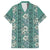 Hawaii Vintage Green Hibiscus Tapa Pattern Family Matching Off The Shoulder Long Sleeve Dress and Hawaiian Shirt