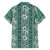 Hawaii Vintage Green Hibiscus Tapa Pattern Family Matching Off The Shoulder Long Sleeve Dress and Hawaiian Shirt