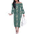 Hawaii Vintage Green Hibiscus Tapa Pattern Family Matching Off The Shoulder Long Sleeve Dress and Hawaiian Shirt