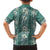 Hawaii Vintage Green Hibiscus Tapa Pattern Family Matching Off Shoulder Maxi Dress and Hawaiian Shirt