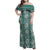 Hawaii Vintage Green Hibiscus Tapa Pattern Family Matching Off Shoulder Maxi Dress and Hawaiian Shirt