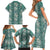 Hawaii Vintage Green Hibiscus Tapa Pattern Family Matching Short Sleeve Bodycon Dress and Hawaiian Shirt