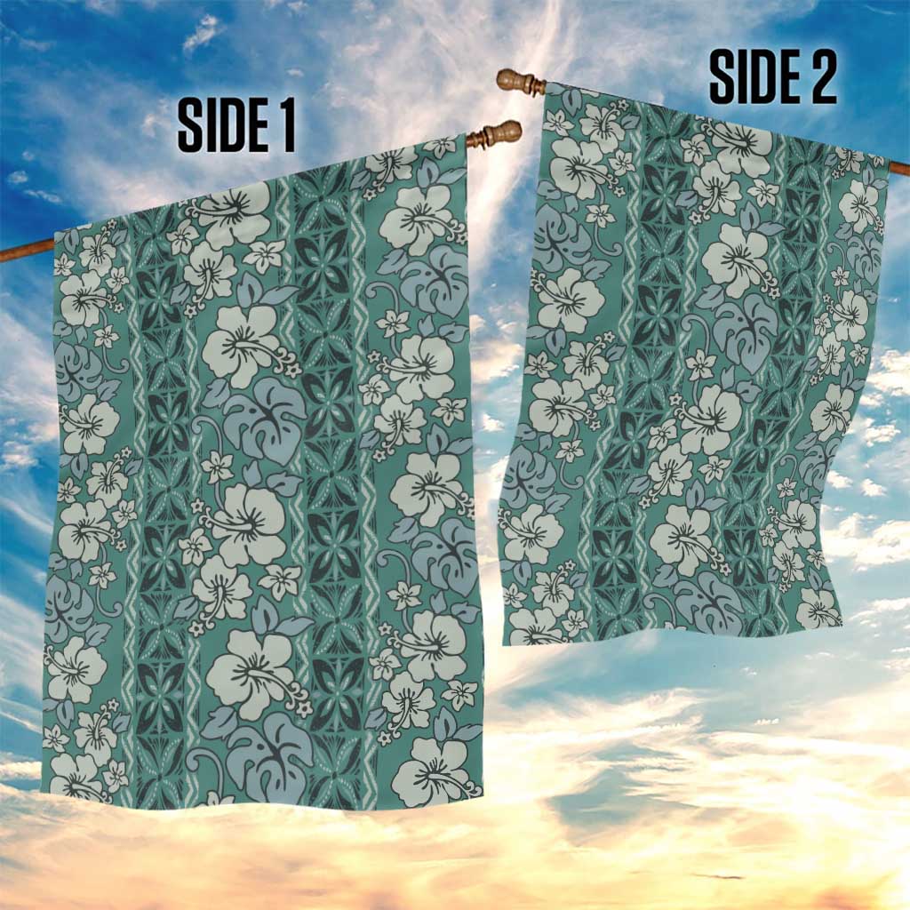 Hawaii Vintage Green Hibiscus Tapa Pattern Garden Flag LT05 - Polynesian Pride