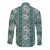 Hawaii Vintage Green Hibiscus Tapa Pattern Long Sleeve Button Shirt