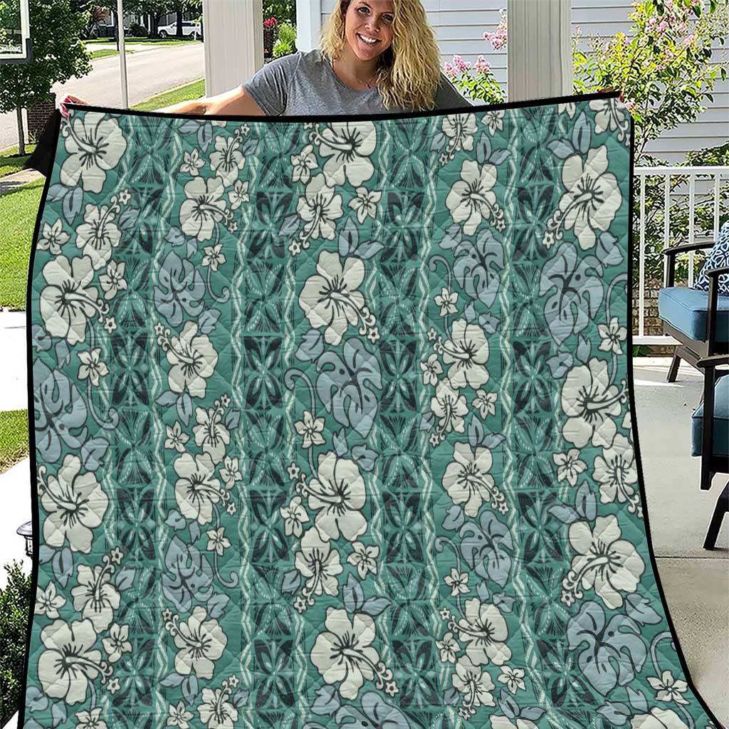 Hawaii Vintage Green Hibiscus Tapa Pattern Quilt LT05 Green - Polynesian Pride