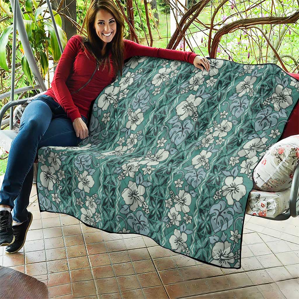 Hawaii Vintage Green Hibiscus Tapa Pattern Quilt LT05 - Polynesian Pride