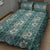 Hawaii Vintage Green Hibiscus Tapa Pattern Quilt Bed Set