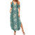 Hawaii Vintage Green Hibiscus Tapa Pattern Summer Maxi Dress