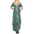 Hawaii Vintage Green Hibiscus Tapa Pattern Summer Maxi Dress