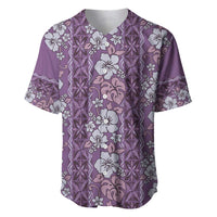 Hawaii Vintage Violet Hibiscus Tapa Pattern Baseball Jersey LT05 Violet - Polynesian Pride
