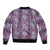 Hawaii Vintage Violet Hibiscus Tapa Pattern Bomber Jacket