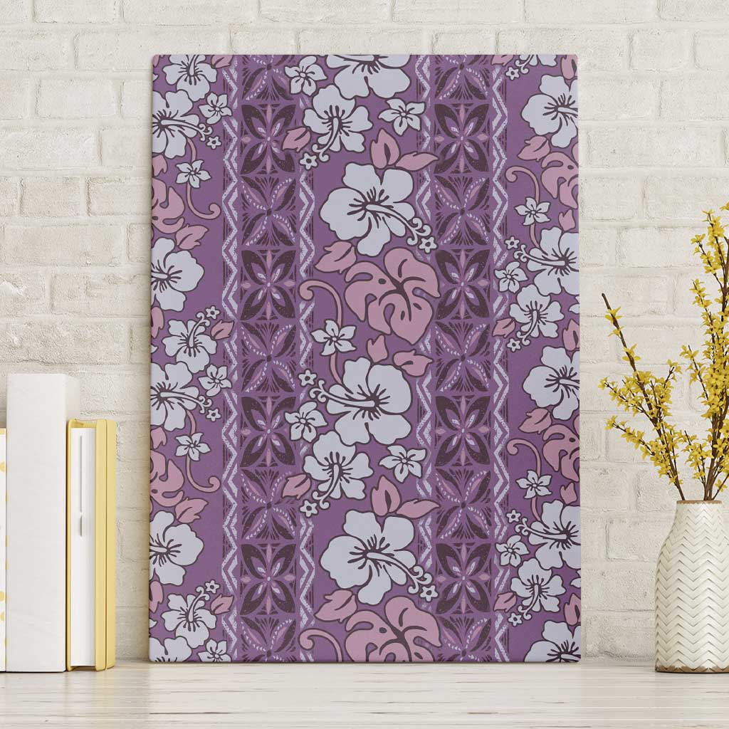 Hawaii Vintage Violet Hibiscus Tapa Pattern Canvas Wall Art LT05 Without Frame Violet - Polynesian Pride