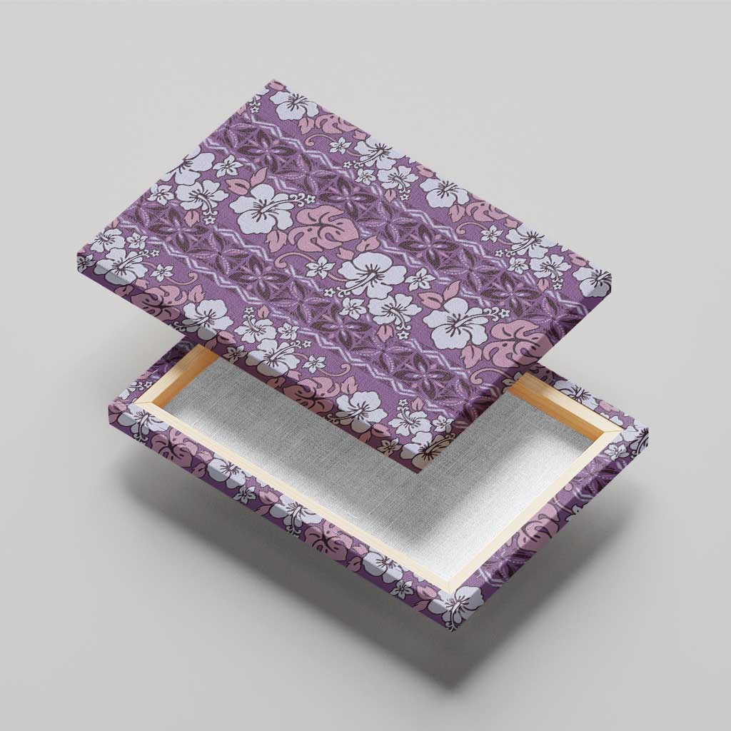 Hawaii Vintage Violet Hibiscus Tapa Pattern Canvas Wall Art LT05 - Polynesian Pride