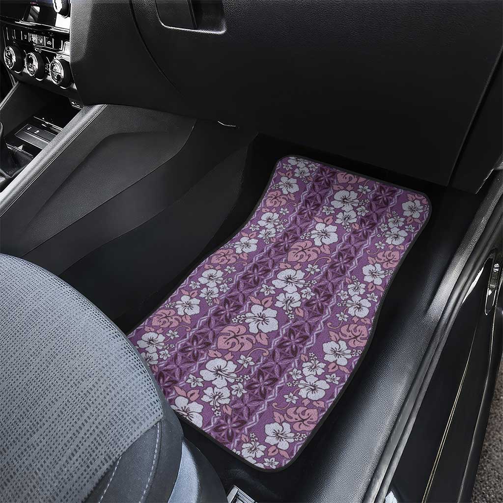 Hawaii Vintage Violet Hibiscus Tapa Pattern Car Mats LT05 - Polynesian Pride