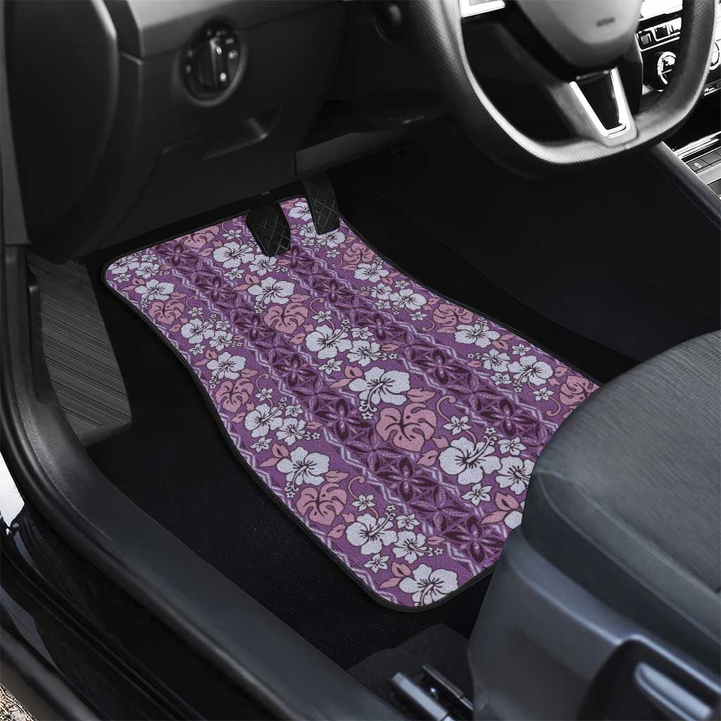 Hawaii Vintage Violet Hibiscus Tapa Pattern Car Mats LT05 - Polynesian Pride