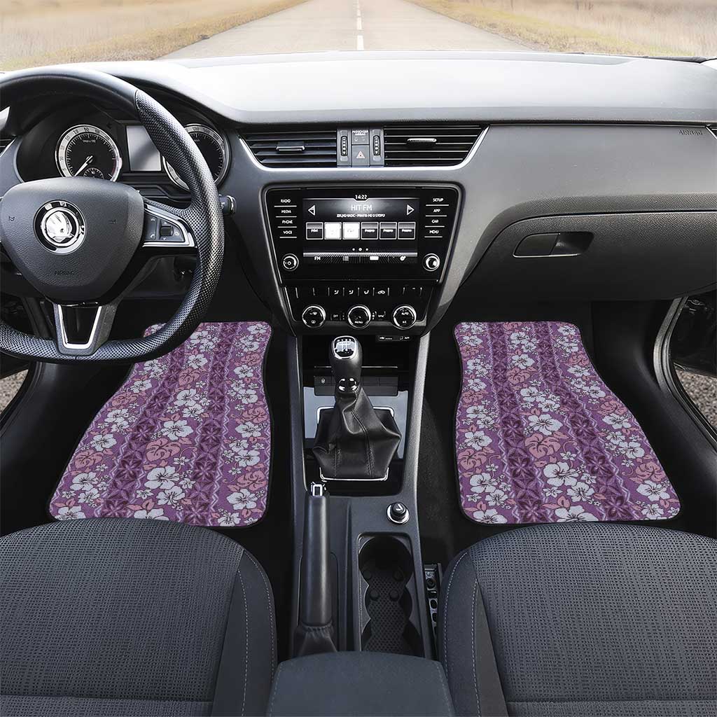 Hawaii Vintage Violet Hibiscus Tapa Pattern Car Mats LT05 Set 2pcs - Front Violet - Polynesian Pride